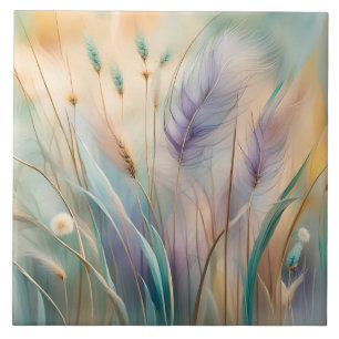 Pastel Abstracte fluisteringen van Natuur, Grassen Tegeltje
