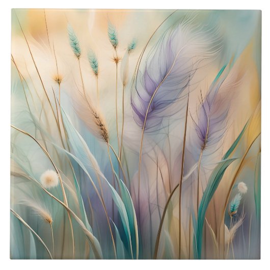 Pastel Abstracte fluisteringen van Natuur, Grassen Tegeltje (Voorkant)