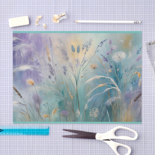 Pastel Abstracte fluisteringen van Natuur, Grassen Tissuepapier (Craft)