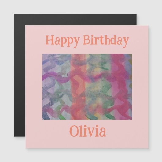 Pastel Abstracte kunst Magnetische Verjaardag (Voorkant / Achterkant)
