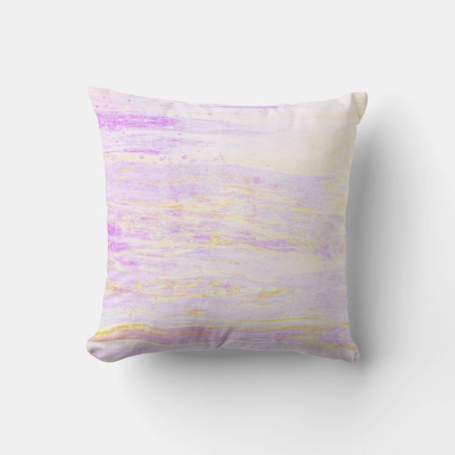 *~* Pastel Abstracte Lavender Gele Penseelstreken Kussen (Voorkant)