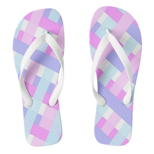Pastel Abstracte lente- en zomerstrepen Teenslippers (Voetbed)
