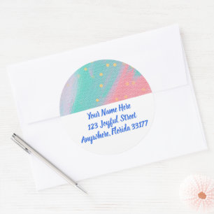 Pastel Abstracte Moderne Retouradreslabels Ronde Sticker
