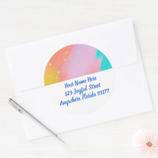 Pastel Abstracte Moderne Retouradreslabels Ronde Sticker (Envelop)