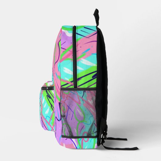 Pastel Abstracte Pop Kunst Bedrukte Rugzak (Rechts)
