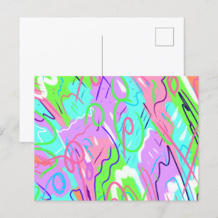 Pastel Abstracte Pop Kunst Briefkaart
