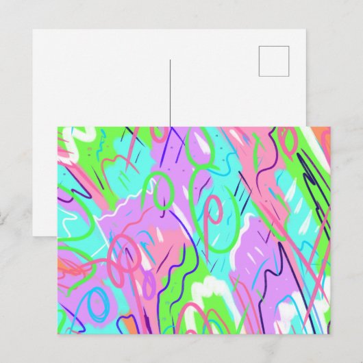 Pastel Abstracte Pop Kunst Briefkaart (Voorkant / Achterkant)