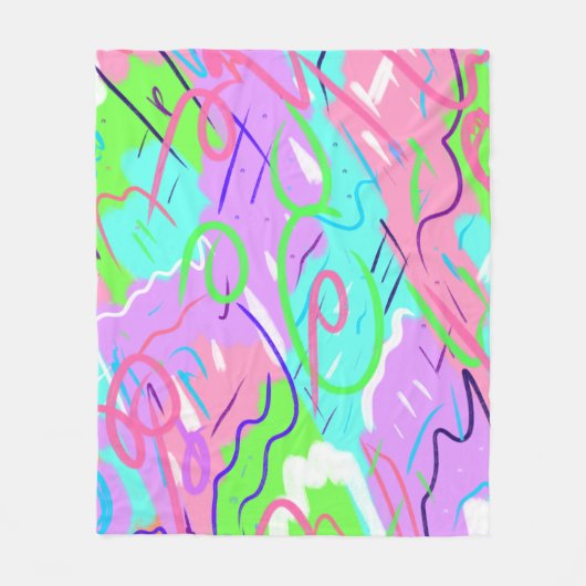 Pastel Abstracte Pop Kunst Fleece Deken (Voorkant)