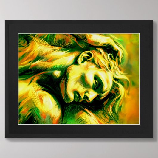 Pastel Abstracte schets liggend Man geel groen Poster
