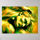 Pastel Abstracte schets liggend Man geel groen Poster (Voorkant)