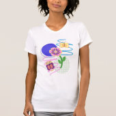 Pastel Abstracte vlinder en Bloem Blob Design T-shirt (Voorkant)