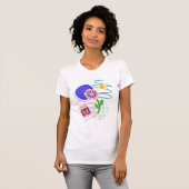 Pastel Abstracte vlinder en Bloem Blob Design T-shirt (Voorkant volledig)