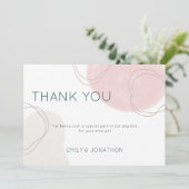 Pastel Abstracte Vormen Lijnen Foto bruiloft Bedankkaart (Staand voorkant)