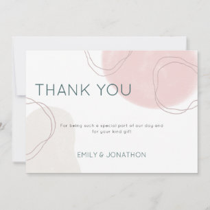 Pastel Abstracte Vormen Lijnen Foto bruiloft Bedankkaart