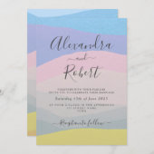 Pastel Abstracte Waterverf bruiloft uitnodiging (Voorkant / Achterkant)