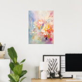 Pastel Abstracte Waterverf Floral Wall Art Poster (Thuiskantoor)
