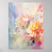 Pastel Abstracte Waterverf Floral Wall Art Poster (Voorkant)