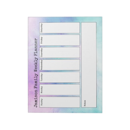 Pastel Abstracte Waterverf Weekplanner Notitieblok (Linkerzijde)