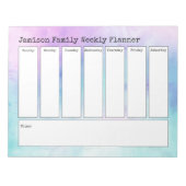 Pastel Abstracte Waterverf Weekplanner Notitieblok (Voorkant)
