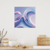 Pastel Abstracte Wave Art – Verzachtend Digitaal O Poster (Keuken)