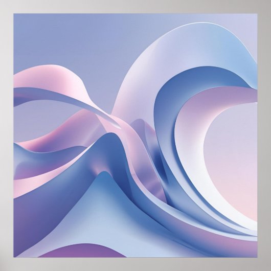 Pastel Abstracte Wave Art – Verzachtend Digitaal O Poster (Voorkant)