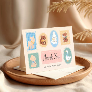Pastel Afbeelding Lijst Woodland Baby shower Bedankkaart