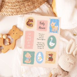 Pastel Afbeelding Lijst Woodland Baby shower Uitno Kaart