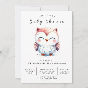Pastel afdrukbare uil Baby shower Kaart