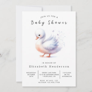 Pastel afdrukbare zwaan Baby shower Kaart
