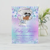 Pastel Afro Zeemeermin Baby Shower Kaart (Staand voorkant)