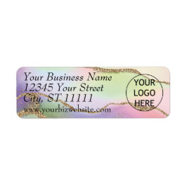 Pastel Agate Gold Glitter Return Address Label