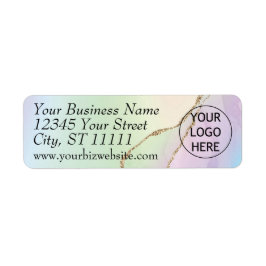 Pastel Agate Gold Glitter Return Address Label