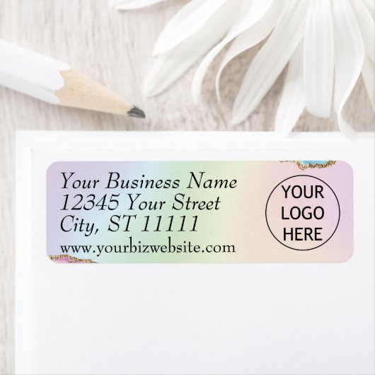 Pastel Agate Gold Glitter Return Address Label (Insitu)