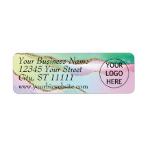 Pastel Agate Gold Glitter Return Address Label