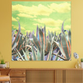 Pastel Agave Cactus tegen gekloonde hemel Collage Canvas Afdruk (Insitu (Woonkamer))