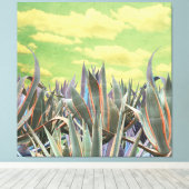 Pastel Agave Cactus tegen gekloonde hemel Collage Canvas Afdruk (Insitu (Houten vloer))