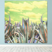 Pastel Agave Cactus tegen gekloonde hemel Collage Canvas Afdruk (Insitu (Houten vloer))