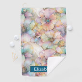 Pastel Alcohol Ink Bloemige Gepersonaliseerde Golfhanddoek (Insitu)