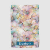 Pastel Alcohol Ink Bloemige Gepersonaliseerde Golfhanddoek (Voorkant)