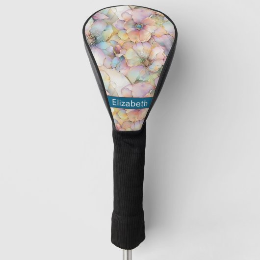 Pastel Alcohol Ink Bloemige Gepersonaliseerde Golfheadcover (Voorkant)