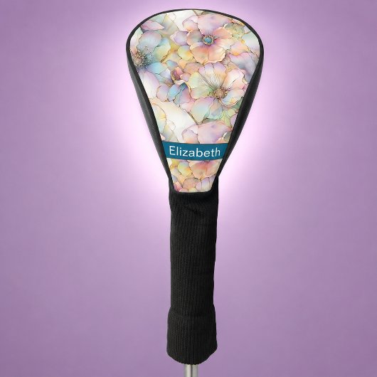 Pastel Alcohol Ink Bloemige Gepersonaliseerde Golfheadcover