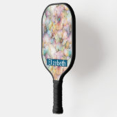 Pastel Alcohol Ink Bloemige Gepersonaliseerde Pickleball Paddle (Links)