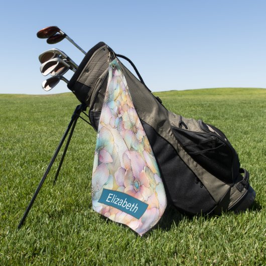 Pastel Alcohol Ink Floral Personalized Golfhanddoek (Groen)