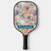 Pastel Alcohol Ink Floral Personalized Pickleball Paddle (Achterkant)