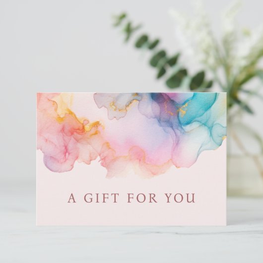 Pastel Alcohol Ink Gift Certificate Card (Staand voorkant)