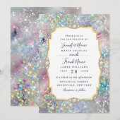 Pastel Alcohol Ink Holographic Glitter Elegant Kaart (Voorkant / Achterkant)