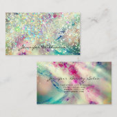 Pastel Alcohol Ink Holographic Glitter Elegant Visitekaartje (Voorkant / Achterkant)