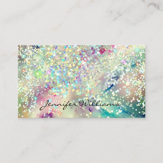 Pastel Alcohol Ink Holographic Glitter Elegant Visitekaartje (Voorkant)