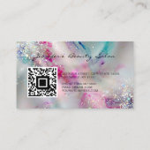 Pastel Alcohol Ink Holographic Glitter QR Code Visitekaartje (Achterkant)