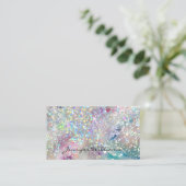 Pastel Alcohol Ink Holographic Glitter QR Code Visitekaartje (Staand voorkant)